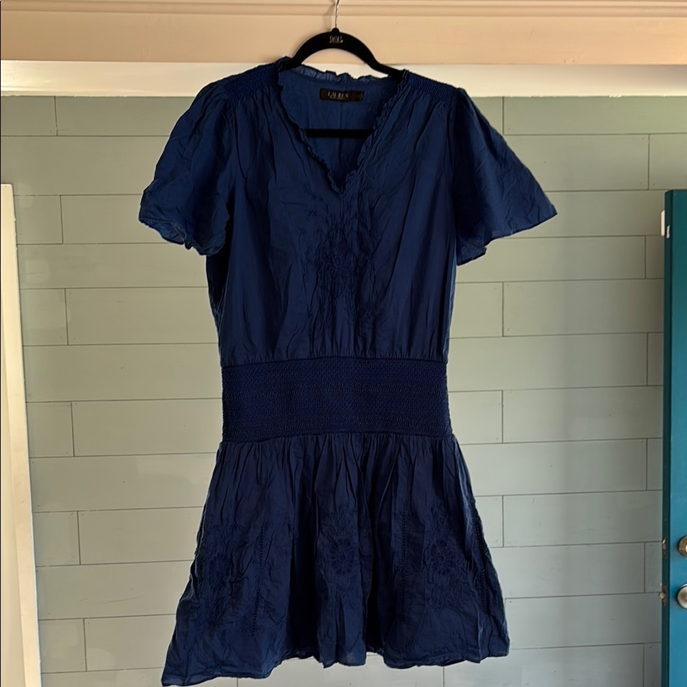 Lauren Ralph Lauren Blue Flutter Sleeve V-Neck Sundress‎